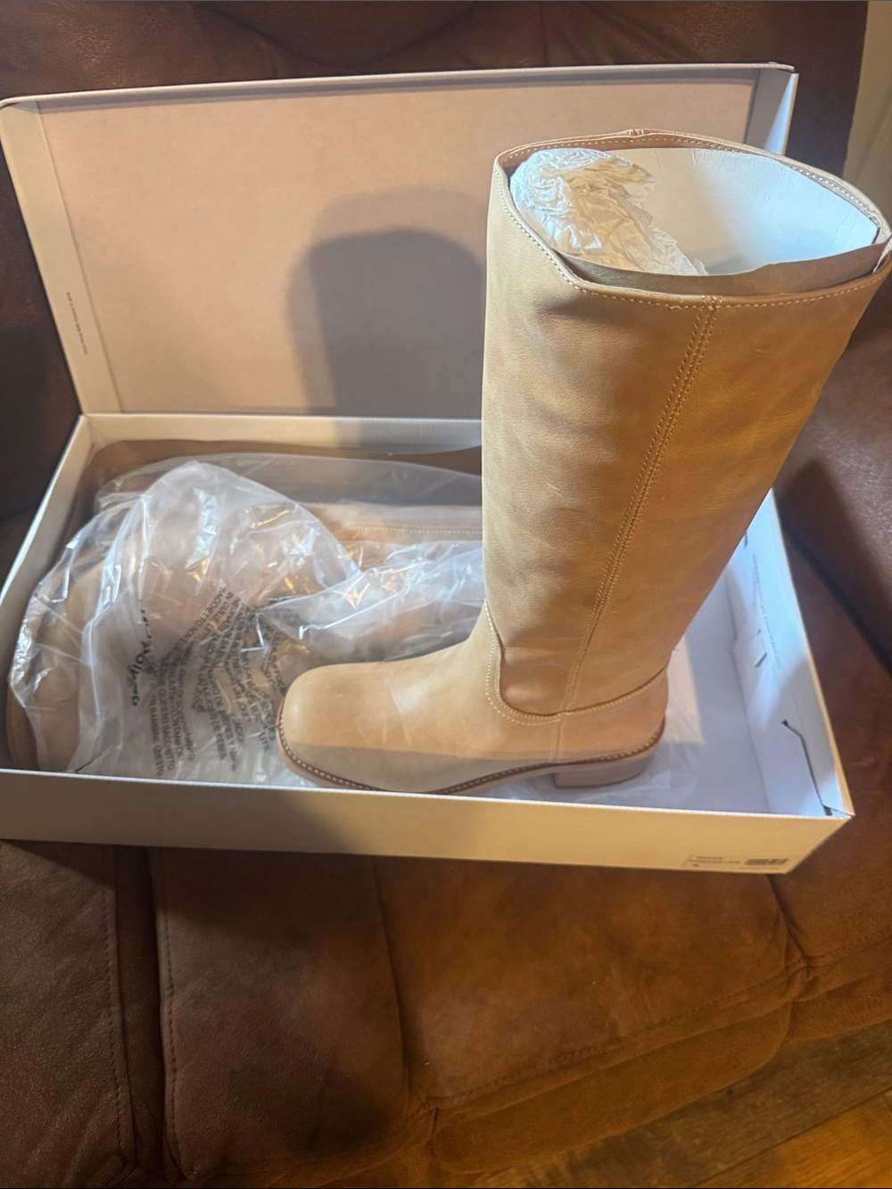 Steve Madden Light Tan Knee-High Leather Boots
